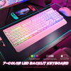 Picture of Dacoity Pink Gaming Keyboard, 104 Keys All-Metal Panel, Rainbow LED Backlit Quiet Computer Keyboard, Wrist Rest, Creamy PBT Keycaps, Anti-ghosting, Light Up USB Wired Cute Keyboard for PC Mac Xbox