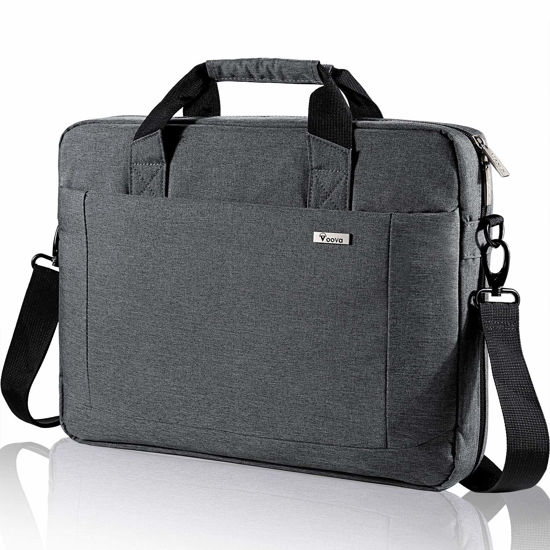 Picture of Voova Laptop Bag 15.6 15 14 Inch Briefcase, Expandable Computer Shoulder Messenger Bag Waterproof Carrying Case with Tablet Sleeve, Organizer for Men Women, Business Travel College School-Gray