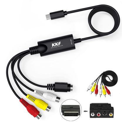 Picture of KKF RCA AV to USB Converter, Convert Analog Video to Digital, USB C 2.0 Audio Capture Card Transfer Grabber for VHS VCR DSLR DVD TV Box, Support Windows 7 8 10 PC Mac OS