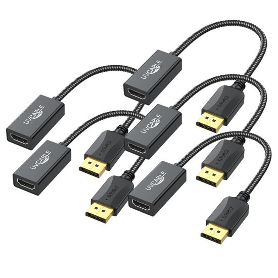 Picture of DisplayPort to HDMI Adapter, 5-Pack, Display Port DP to HDMI Adapter Cable Male to Female Compatible with Computer, Monitor, TV, Projector (5, Black)