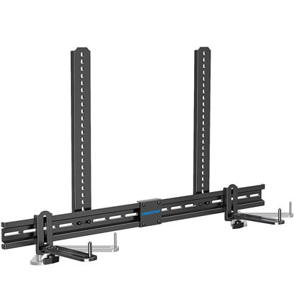 Picture of MOUNTUP Universal Soundbar Mount Sound bar Bracket for Mounting Above or Under TV,Low Profile Adjustable Shelf with 6.5" Fits Most Soundbar with Holes/Without Holes up to 20LBS for Saving Space MU9121