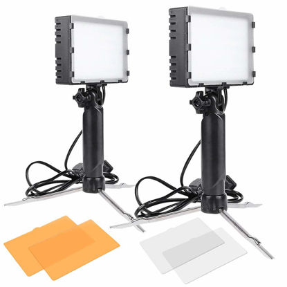 Picture of SLOW DOLPHIN 2 Sets Photography Continuous 60 LED Portable Light Lamp for Table Top Photo Studio with Color Filters Flashlights for use in Photography