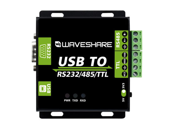 Picture of Waveshare USB to RS232 / RS485 / TTL Industrial Isolated Converter with Original FT232RL Embedded Protection Circuits and Aluminium Alloy Enclosure for Industrial Control Equipments