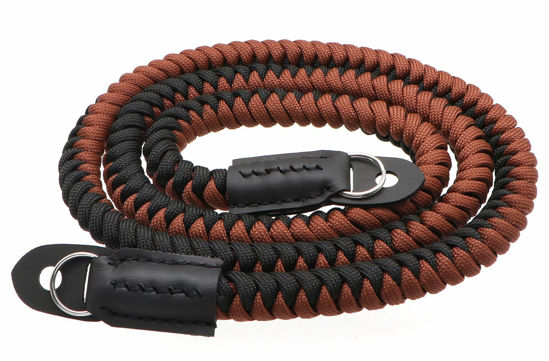 Picture of HITHUT Paracord Woven Camera Neck Shoulder Strap Belt Hand Compatible with Canon Nikon Sony Olympus Pentax Fujifilm Panasonic SLR DSLR Digital Mirrorless Cameras 42 inch Black Brown