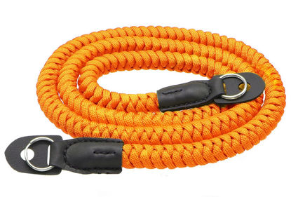 Picture of HITHUT Paracord Woven Camera Neck Shoulder Strap Belt Hand Compatible with Canon Nikon Sony Olympus Pentax Fujifilm Panasonic SLR DSLR Digital Mirrorless Cameras 42inch Orange