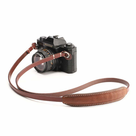 Picture of CANPIS CP005 Leather Camera Neck Shoulder Strap with Pad, Mirrorless Camera Strap Compatible with Sony Leica Nikon Fujifilm Olympus Panasonic (Color: Brown, Length 108cm)