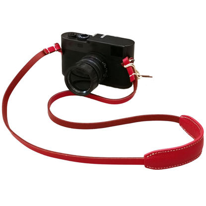 Picture of CANPIS CP005 Leather Camera Strap for Women, Red Color Camera Neck Shoulder Strap Padded compatible with Sony Leica Canon Nikon Fuji Olympus Panasonic Mirrorless Camera 05RD