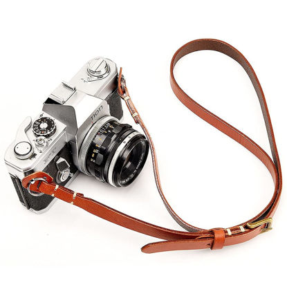 Picture of CANPIS CP006 Camera Shoulder Neck Strap Brown, Four Stage Buckled Adjustable Length compatible with Mirrorless Compact Cameras