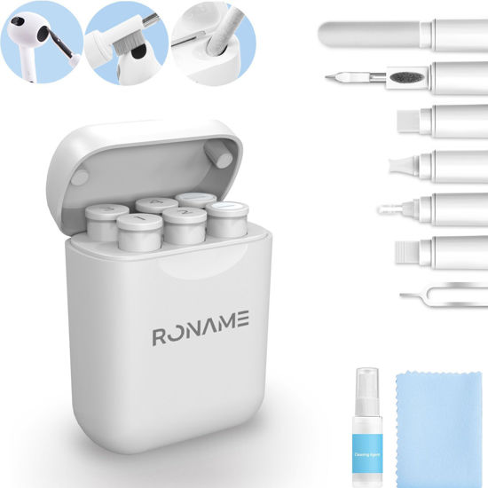 Picture of Cleaner Kit for Airpod, iPhone Cleaning Kit, Multi-Function Airpod Cleaner Kit Soft Brush for Phone Charging Port, Headphone, Earbuds, Earpods, Earphone,iPod, Case, iPhone, iPad, Laptop,Camera,White