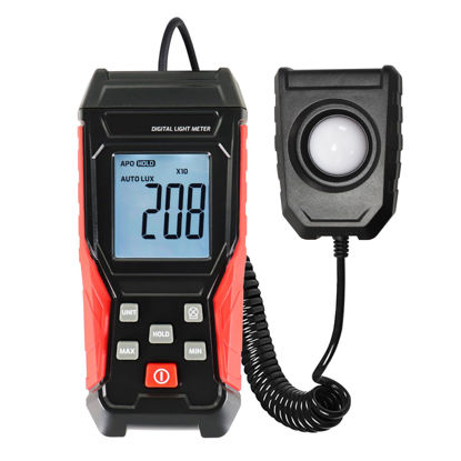 Picture of Light Meter Digital Lux Meter Handheld Illuminance Light Meter with 360 Degree Rotating Sensor, 4 Digit LCD Display 0~200,000 Measurement Range Luxmeter Tester for Plants, Headlights, Home & Office