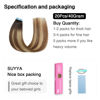 Picture of SUYYA Tape in Hair Extensions Human Hair Balayage Darkest Brown to Chestnut Brown and Light Blonde 12 Inch 40g/pack 20pcs Straight Seamless Skin Weft Tape in Real Human Hair Extensions(12inch #P6/16/T2)