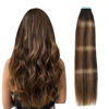 Picture of SUYYA Tape in Hair Extensions Human Hair Balayage Darkest Brown to Light Brown 12 Inch 40g/pack 20pcs Straight Seamless Skin Weft Tape in Real Human Hair Extensions(12inch #P2/8/T2)