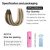 Picture of SUYYA Tape in Hair Extensions Human Hair Balayage Chocolate Brown to Bleach Blonde and Chestnut Brown 12 Inch 40g/pack 20pcs Straight Seamless Skin Weft Tape in Real Human Hair Extensions(12inch #P6/613/T4)