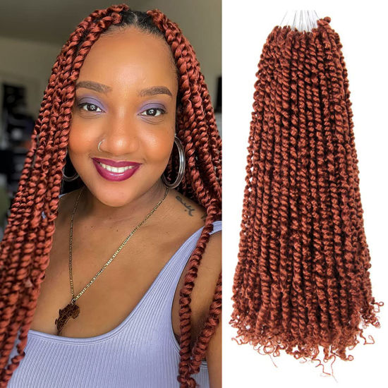 Picture of The BOHOBABE Crochet Passion Twist Hair Pretwisted 20 Inch Long Pre-looped Passion Twist Crochet Braiding Hair 8 Packs(350#)