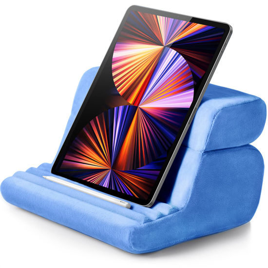 Picture of UGREEN Tablet Pillow Stand for Lap Soft Tablet Stand Holder Bed with 3 Viewing Angles Adjustable Pillow Holder Home Office Accessories Compatible with iPad Pro 11, 12.9 Air Mini 6 5 4 E-Reader Blue