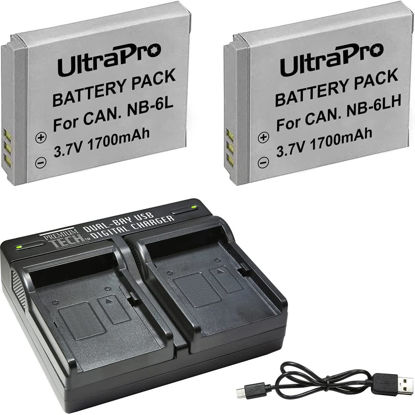 Picture of UltraPro 2-Pack NB-6L, NB-6LH High-Capacity Replacement Battery with Rapid Dual Charger for Select Canon Models