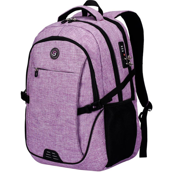 Picture of SHRRADOO Anti Theft Laptop Backpack Travel Backpacks with usb Charging Port for Women Men College Backpack Computer Bag Fits 17 Inch Laptop,Purple