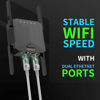 Picture of WiFi Range Extender WiFi Repeater 2023 Newest Release Simple Setup Wireless Signal Booster 2.4 GHz with Two Ethernet Ports WiFi Extender 4 Antennas Internet Booster