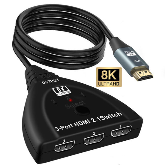 Commutateur HDMI 8K @ 60 Hz Répartiteur HDMI 2.1 2 entrées 1