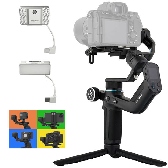 Picture of Feiyu SCORP Mini + Tracking Module & Fill Light, Gimbal Stabilizer for Camera, Gopro & Smartphone, Handheld Video Stabilizer for Canon R5/R6/Sony/Panasonic/Nikon/Fujifilm, 2.6 lb Payload