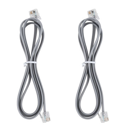 Picture of LanSenSu RJ12 Cable Phone Cord RJ12 6P6C Male to Male Straight Wired for Both Data and Voice Use Silver - 3.3 Feet 2Pack