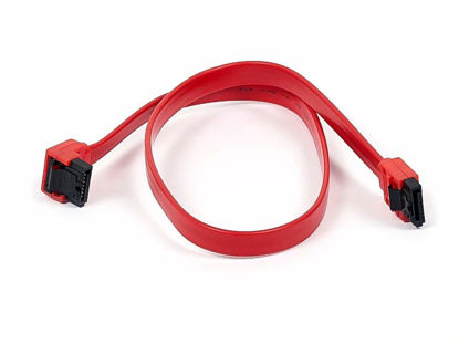 Picture of Monoprice SATA 6Gbps Cable with Locking Latch (90 Degree to 180 Degree) - 2 Feet - Red Compatible with SSD, CD Writer, CD Driver, SATA HDD