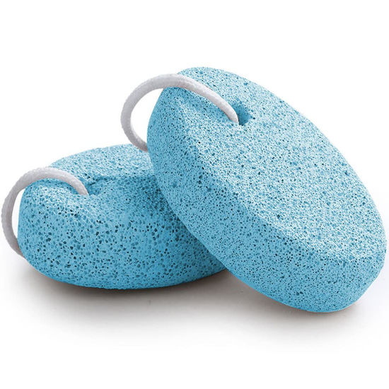 Picture of Natural Foot Pumice Stone for Feet, Borogo 2-Pack Lava Pedicure Tools Hard Skin Callus Remover for Feet and Hands -Blue