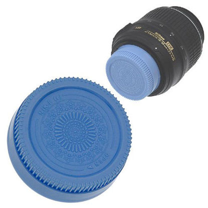 Picture of Fotodiox Designer (Blue) Rear Lens Cap Compatible with Nikon F-Mount Lenses (Non-AI, AI, AIS, AF, AFD, AFS, G, DX, FX)