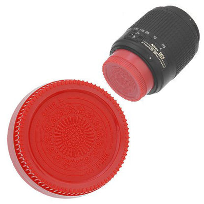 Picture of Fotodiox Designer (Red) Rear Lens Cap Compatible with Nikon F-Mount Lenses (Non-AI, AI, AIS, AF, AFD, AFS, G, DX, FX)