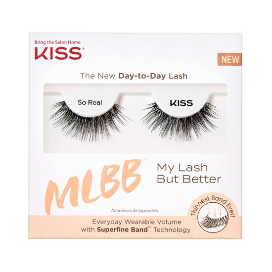 Picture of KISS MLBB My Lash But Better False Eyelashes, Everyday Wearable Volume with Superfine Band Technology, Easy To Apply, Reusable, Cruelty-Free, Contact Lens Friendly, Style 'So Real', 1 Pair Fake Eyelashes