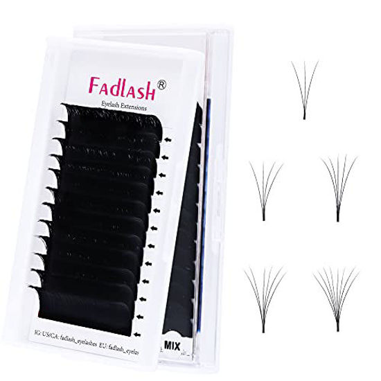 Picture of D Curl Lash Extensions 0.10 Easy Fan Volume Lashes Self Fanning Eyelash Extension Volume Black Blooming Lashes Extension Supplies (0.10-D, 17mm)