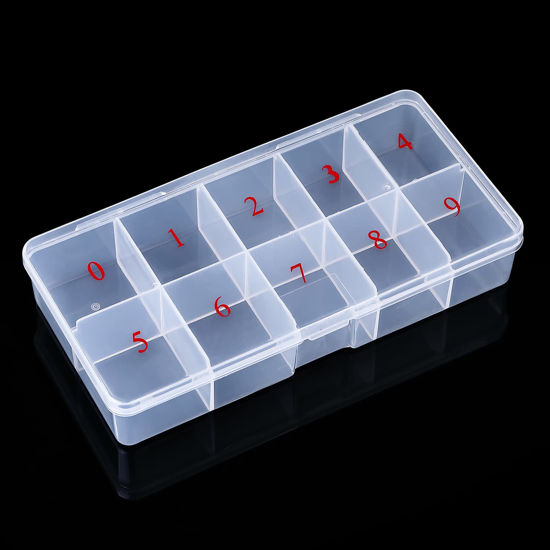 Picture of ranrose Nail Tip Box Plastic Nail Organizer Storage Boxes Empty False Nail Tips Art Tips Storage with 10 Grid Boxes Nail Containers for Nail Tech