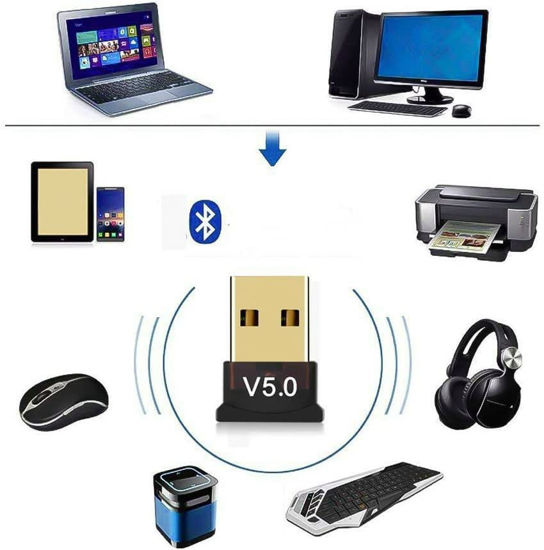 Bluetooth 5.0 Adapter USB Wireless Dongle Windows PC Laptop Speakers  Keyboards
