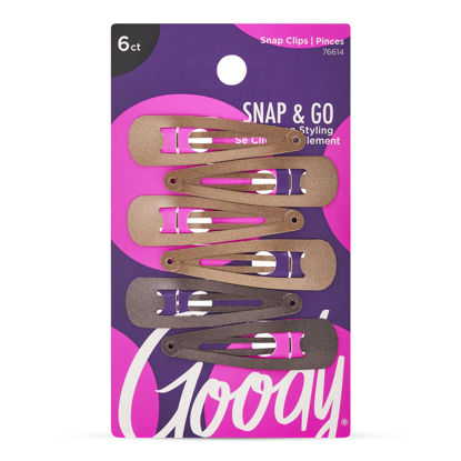 Picture of Goody Metal Contour Hair Snap Clips - 6 Count, Brunette Assorted Colors - Just Snap Into Place - Suitable for All Hair Types - Pain-Free Hair Accessories for Women and Girls - All Day Comfort