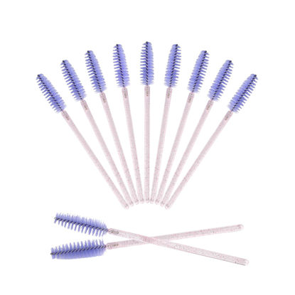 Picture of GCQQ 50PCS Crystal Mascara Wands Disposable Eyelash Eyebrow Spoolie Brush for Makeup Eyelash Extensions (Purple)