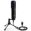 Picture of USB PC Recording Condenser Microphone - Blue LED, Adjustable Gain, Headphone Jack, Mute Control, Tripod Stand - Portable Pro Audio Condenser Desk Mic for Podcast Streaming Gaming - Pyle PDMIUSB50