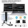 Picture of USB PC Recording Condenser Microphone - Blue LED, Adjustable Gain, Headphone Jack, Mute Control, Tripod Stand - Portable Pro Audio Condenser Desk Mic for Podcast Streaming Gaming - Pyle PDMIUSB50