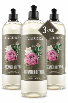 Picture of Caldrea Dish Soap, Biodegradable Dishwashing Liquid made with Soap Bark and Aloe Vera, Rosewater Driftwood, 16 oz , 3 Pack