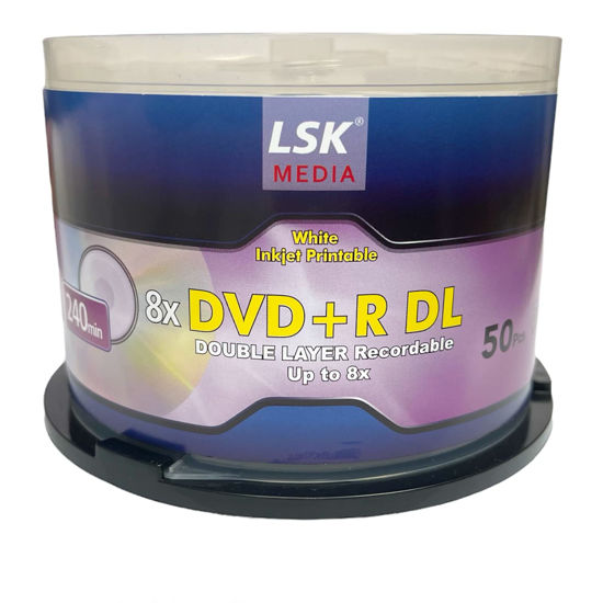 DVD+R DL Double Layer Logo 8X 8.5GB 240min Video – LSK Media Logo Top, 50  Pack in Spindle | Blank DVDs for Burning Video | DVD Discs Blank 