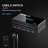 Picture of USB 3.0 Switch 2 Computers Share 4-Port USB3.1 USB3.0 - Select 2 PC by One Panel Button or IR Remote, 4 USB Peripheral Hub for Mouse Keyboard Printer PC, Mac Windows Linux, 2pc USB-A Cable SW24U3L