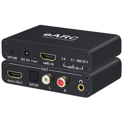 Picture of 192KHz eARC/ARC Audio Converter, HDMI eARC/ARC Audio Extractor to HDMI, SPDIF/Optical, L/R or 3.5 mm Jack Stereo, Digital to Analog Aduio Converter