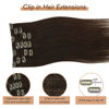 Picture of Hair Extensions Clip in Human Hair, Dark Brown Hair Extensions 70g 7pcs 12Inch Real Human Hair Soft Thick Human Hair Extensios for Women Natural Clip In Human Hair Extensions No Shedding(12"#2)