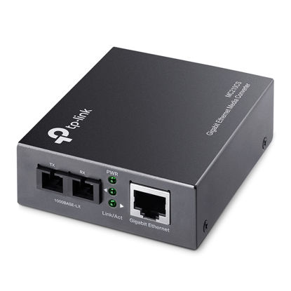 Picture of TP-Link Gigabit SFP to RJ45 Fiber Media Converter | Fiber to Ethernet Converter | 10/100/1000Mbps RJ45 Port to 1000Base-LX Single-Mode Fiber (MC210CS) Grey