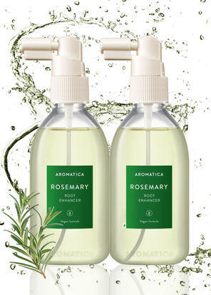 Picture of AROMATICA Rosemary Root Enhancer (2 Pack) 3.38oz / 100ml - Scalp Nourishing Spray with Food-graded Rosemary Essential Oil - Relieves Itchy, Dry, Flaky Scalp - Free from Sulfate, Silicone, and Paraben