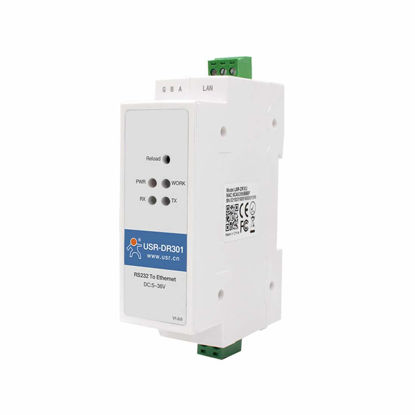 Picture of USR-DR301 DIN-Rail RS232 Serial to Ethernet Converter Tiny Size RS232 Ethernet Serial Device Server Supports Websocket