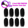 Picture of Short Passion Twist Hair 6 Inch Pre-twisted Passion Twist Crochet Hair 8 Packs Pre-looped Crochet Passion Twist Braiding Hair for Black Women Bohemian Synthetic Hair Extensions 1B