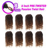 Picture of Ombre Brown Short Passion Twist Hair 6 Inch Pre-twisted Passion Twist Crochet Hair 8 Packs Pre-looped Crochet Passion Twist Braiding Hair for Black Women Bohemian Synthetic Hair Extensions