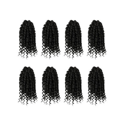 Picture of Short Passion Twist Hair 6 Inch Pre-twisted Passion Twist Crochet Hair 8 Packs Pre-looped Crochet Passion Twist Braiding Hair for Black Women Bohemian Synthetic Hair Extensions #2