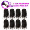 Picture of Short Passion Twist Hair 6 Inch Pre-twisted Passion Twist Crochet Hair 8 Packs Pre-looped Crochet Passion Twist Braiding Hair for Black Women Bohemian Synthetic Hair Extensions #4