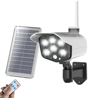 Picture of Fake Security Camera,Dummy Solar Powered Solar Camera with Motion Light,Simulated Solar Motion Sensor Light Outdoor Guardian Lights Security Spotlight 84 LEDs,for Porch Garden Patio Driveway Pathway